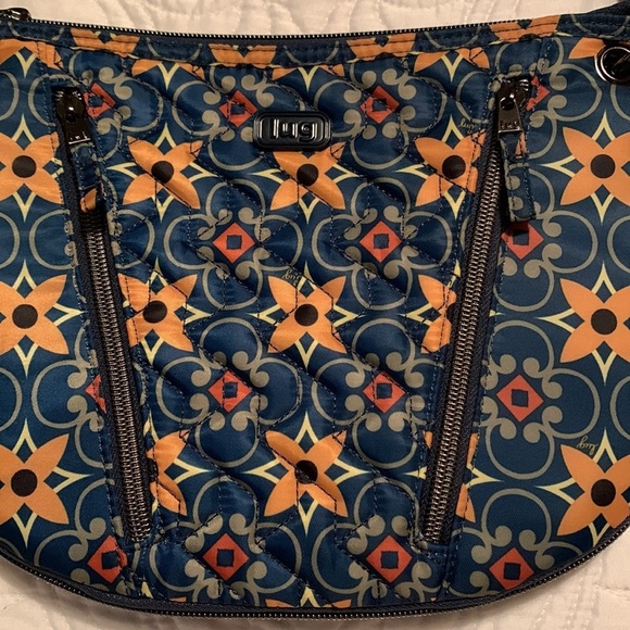 Lug Bag Womens Swivel Convertible Crossbody Floral Quilted Blue Shoulder Purse - Picture 3 of 12